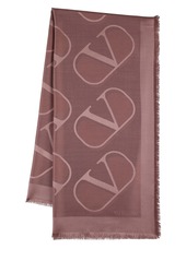 Valentino V Logo Silk & Wool Jacquard Shawl