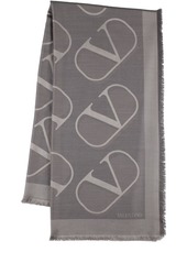 Valentino V Logo Silk & Wool Scarf