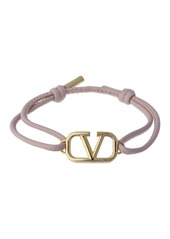 Valentino V Logo Sliding Leather Bracelet