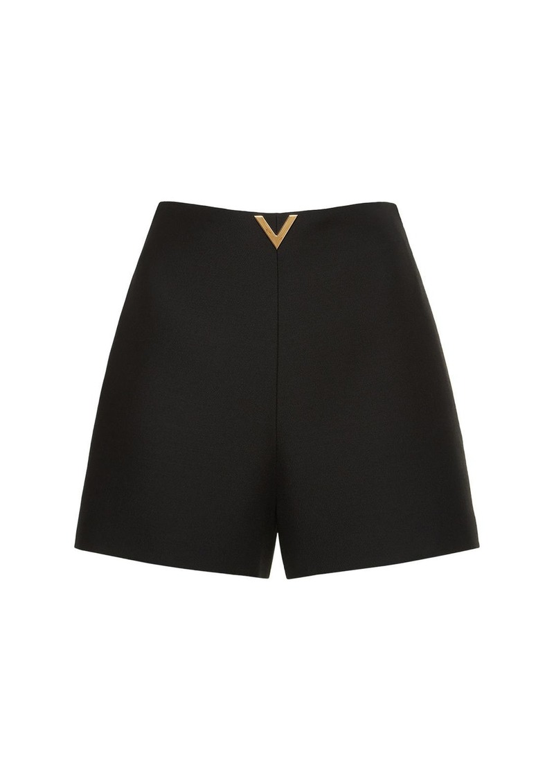 Valentino V Metal Wool & Silk Crepe Mini Shorts