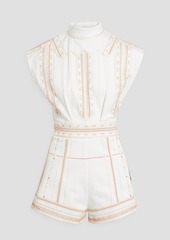 Valentino Garavani - Bead-embellished denim playsuit - White - IT 46