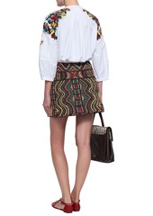 Valentino Garavani - Beaded embroidered mesh mini skirt - Brown - US 8