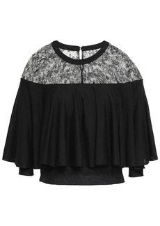 Valentino Garavani - Layered Chantilly lace and wool blouse - Black - M