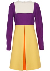 Valentino Garavani - Color-block wool and silk-blend mini dress - Yellow - IT 38