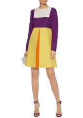 Valentino Garavani - Color-block wool and silk-blend mini dress - Yellow - IT 38