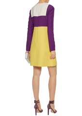 Valentino Garavani - Color-block wool and silk-blend mini dress - Yellow - IT 38