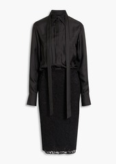 Valentino Garavani - Corded lace-paneled silk-twill shirt dress - Black - IT 40