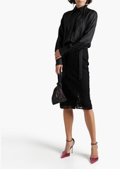 Valentino Garavani - Corded lace-paneled silk-twill shirt dress - Black - IT 40