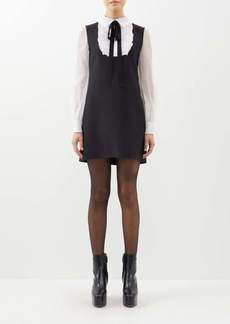 Valentino Garavani - Crepe Couture Ruffled-silk And Wool-blend Dress - Womens - Black White