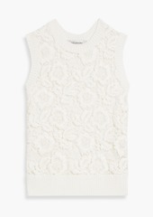 Valentino Garavani - Crochet lace-paneled ribbed cotton top - White - M