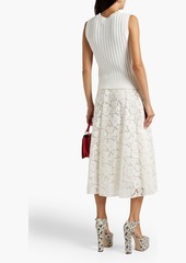 Valentino Garavani - Crochet lace-paneled ribbed cotton top - White - M