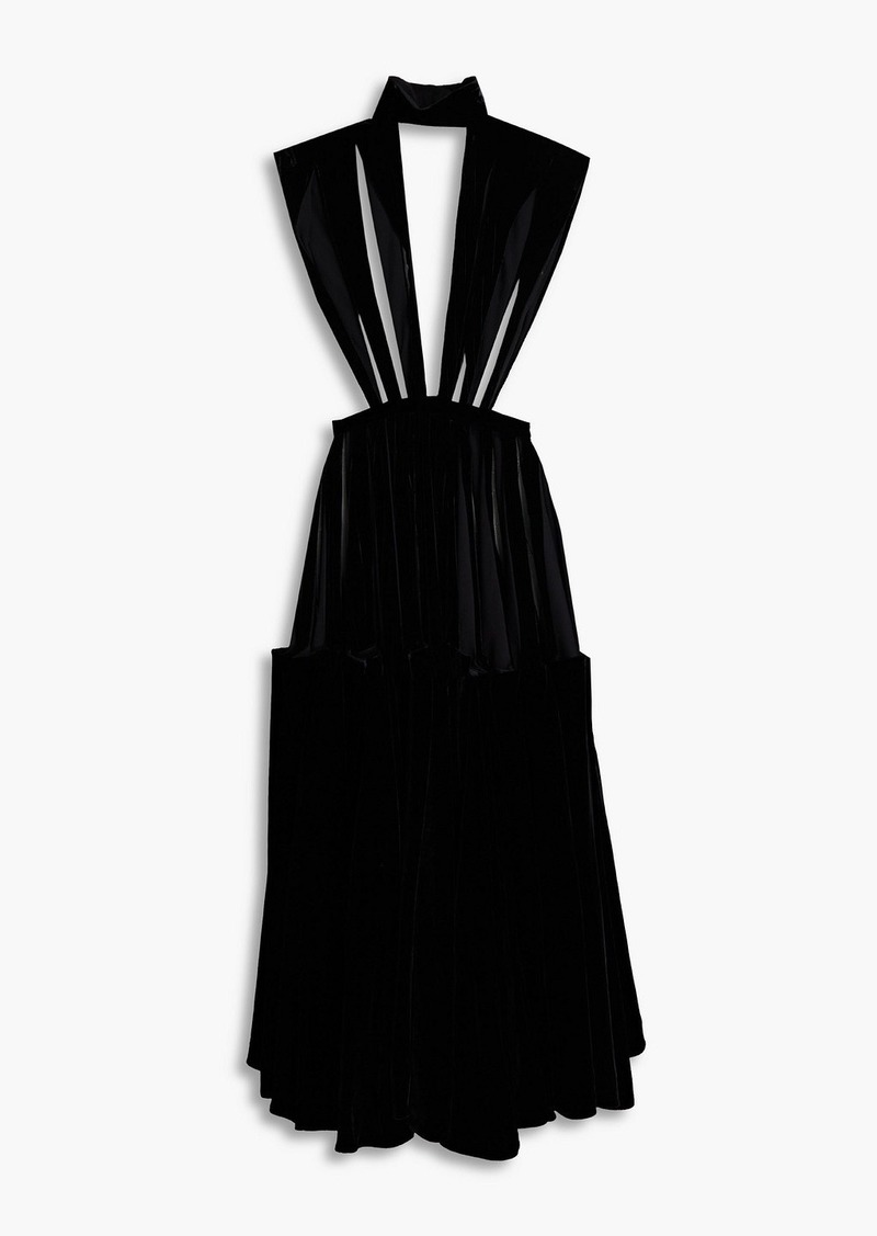 Valentino Garavani - Cutout silk-velvet midi dress - Black - IT 38
