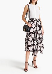 Valentino Garavani - Draped floral-print silk crepe de chine midi skirt - Black - IT 40