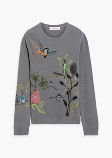 Valentino - Embellished wool and cashmere-blend sweater - Gray - M