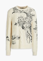 Valentino - Embroidered cable-knit wool and alpaca-blend sweater - White - M
