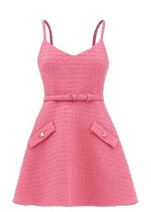 Valentino - Flared Wool-blend Tweed Mini Dress - Womens - Pink