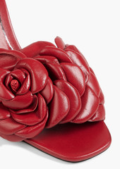 Valentino Garavani - Floral-appliquéd leather mules - Red - EU 35