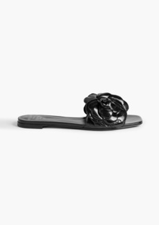 Valentino Garavani - Floral-appliquéd leather slides - Black - EU 35
