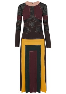 Valentino Garavani - Lace-paneled pleated studded silk crepe de chine midi dress - Multicolor - IT 44