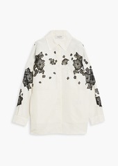 Valentino Garavani - Lace-trimmed two-tone silk-faille shirt - White - IT 38