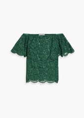 Valentino Garavani - Off-the-shoulder cotton-blend corded lace top - Green - IT 38
