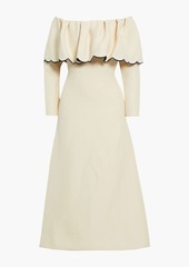 Valentino Garavani - Off-the-shoulder silk and wool-blend maxi dress - Neutral - IT 38