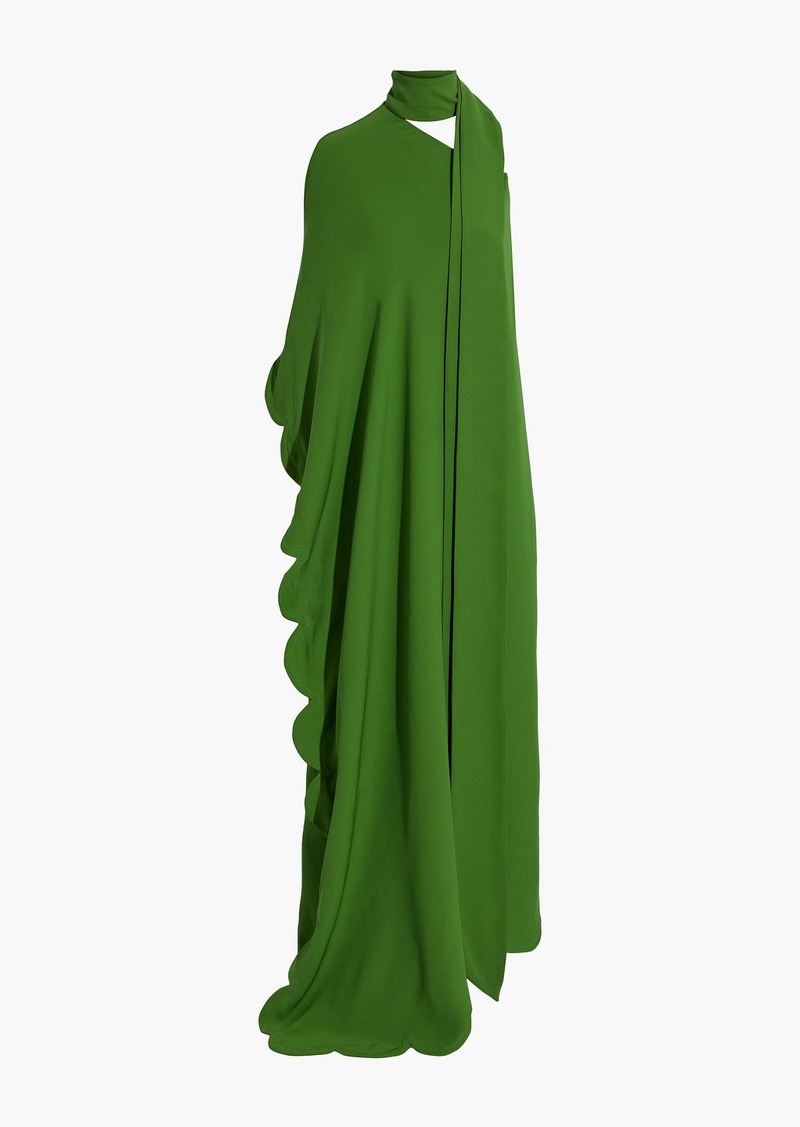 Valentino Garavani - One-sleeve scalloped silk-blend crepe gown - Green - IT 42
