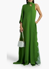 Valentino Garavani - One-sleeve scalloped silk-blend crepe gown - Green - IT 42