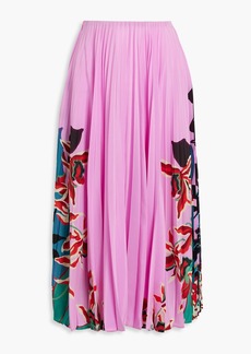Valentino Garavani - Pleated floral-print silk-chiffon midi skirt - Pink - IT 36
