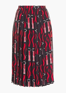 Valentino Garavani - Pleated printed silk crepe de chine skirt - Black - IT 40