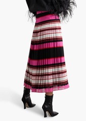 Valentino Garavani - Pleated striped silk-georgette midi skirt - Pink - IT 36