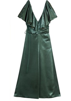Valentino Garavani - Ruffled velvet midi dress - Green - IT 38