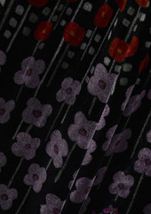 Valentino Garavani - Smocked floral-print velvet maxi dress - Black - IT 40