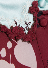 Valentino Garavani - Tiered appliquéd floral-print silk crepe de chine dress - Purple - IT 40