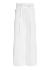 Valentino - Women's Belted Rigid High-Rise Cropped Wide-Leg Jeans - White - 27 - Moda Operandi