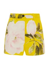 Valentino - Women's Floral Cotton-Silk Shorts - Yellow - Moda Operandi
