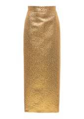 Valentino - Women's High-Rise Metallic Midi Skirt - Gold - Moda Operandi