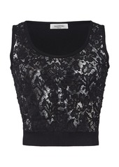 Valentino - Women's Lace-Paneled Knit Top - Black - XS - Moda Operandi