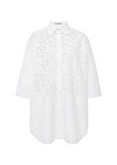 Valentino - Women's Lace-Trimmed Cotton Shirt - White - IT 40 - Moda Operandi
