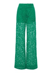 Valentino - Women's Lace Wide-Leg Pants - Green - Moda Operandi