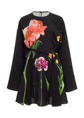 Valentino - Women's Printed Silk Mini Dress - Black - Moda Operandi