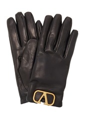 Valentino - Women's Valentino Garavani VLogo Leather Gloves - Black - Moda Operandi