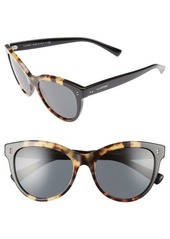 Valentino 54mm Cat Eye Sunglasses in Cubed Havana/Black at Nordstrom