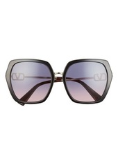 Valentino 57mm Geometric Sunglasses in Black/Gradient Violet Pink at Nordstrom