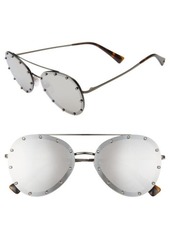 Valentino 58mm Metal Aviator Sunglasses in Silver/Silver Mirror at Nordstrom