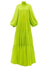 Valentino Balloon sleeve banded-chiffon gown