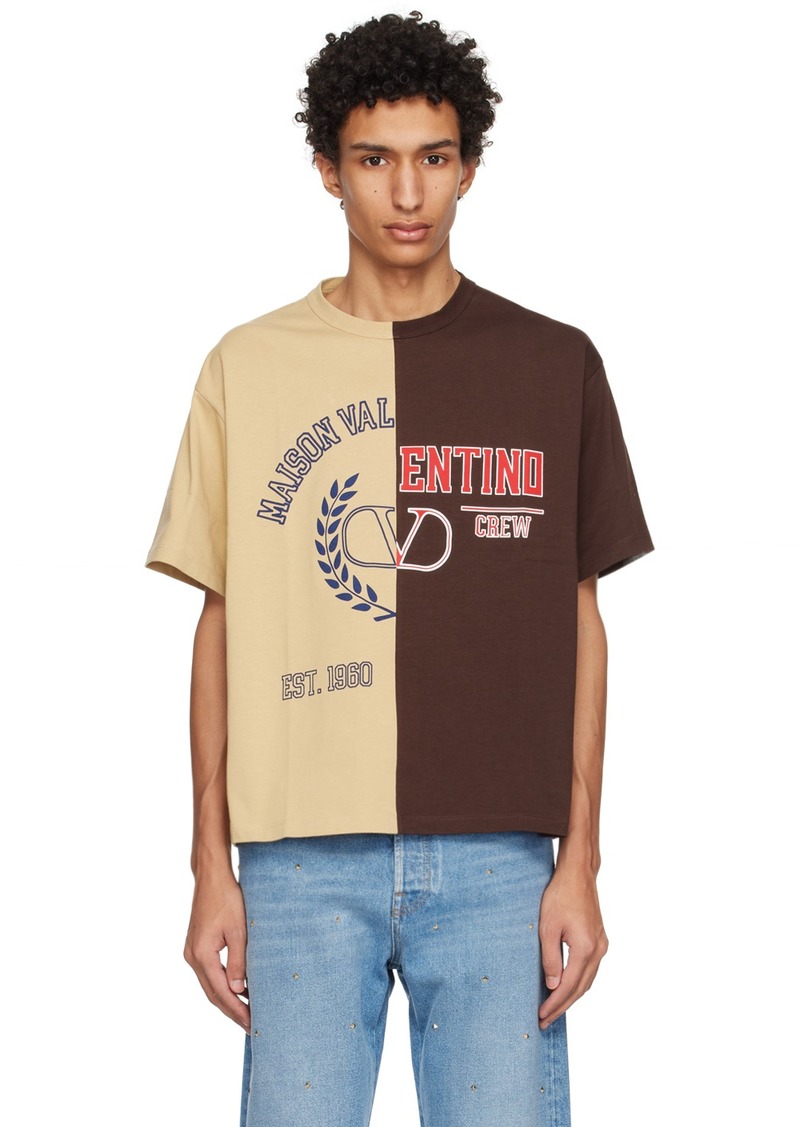 Valentino Beige & Brown Paneled T-Shirt