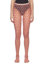 Valentino Beige & Red Iconographe Tights