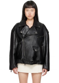 Valentino Black Belted Leather Jacket