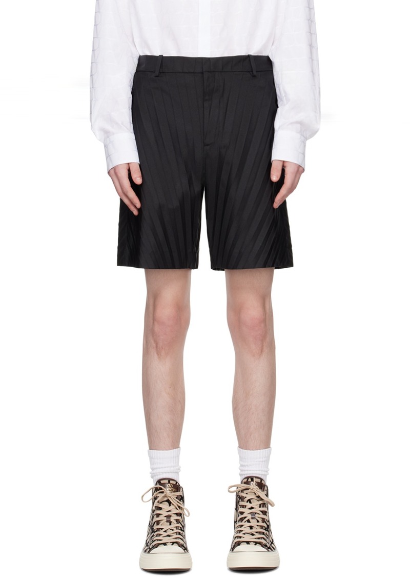 Valentino Black Garment-Pleated Shorts